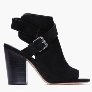 PAIGE Black Heeled Boots with Suede Finish EUC